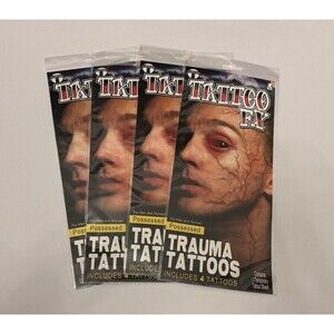 Lot of 4 Possessed Trauma Tattoos- Tinsley Temporary Tattoo Veins FX Zombie